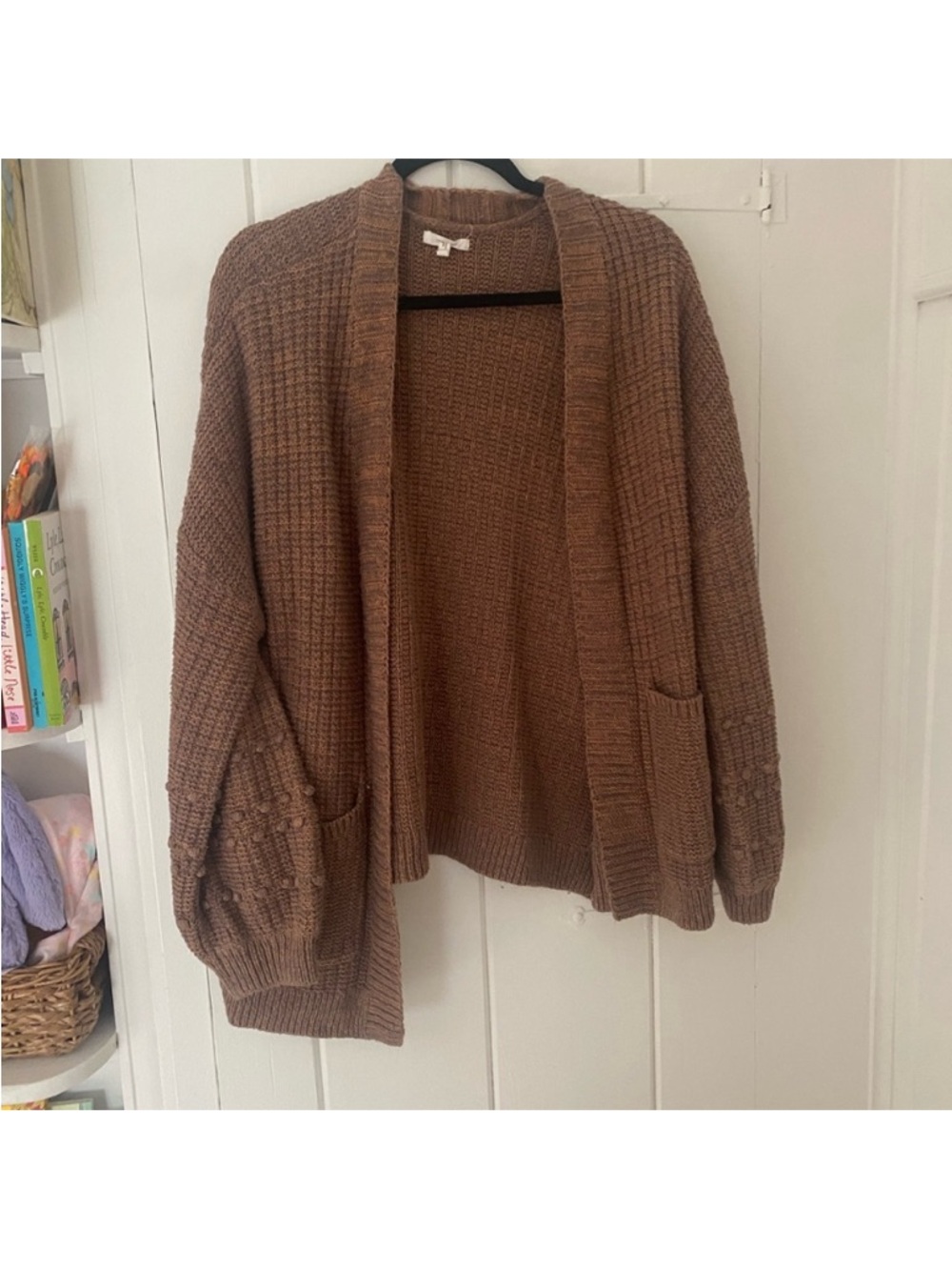 Maurices Chunky Open-Front Camel Brown Cardigan